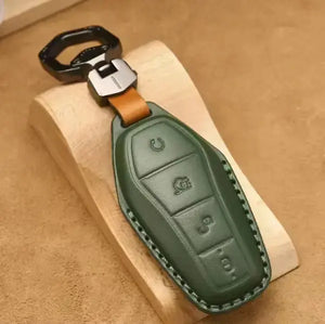 Leather Car Remote Key Case Cover Shell Fob for BYD harrybyd