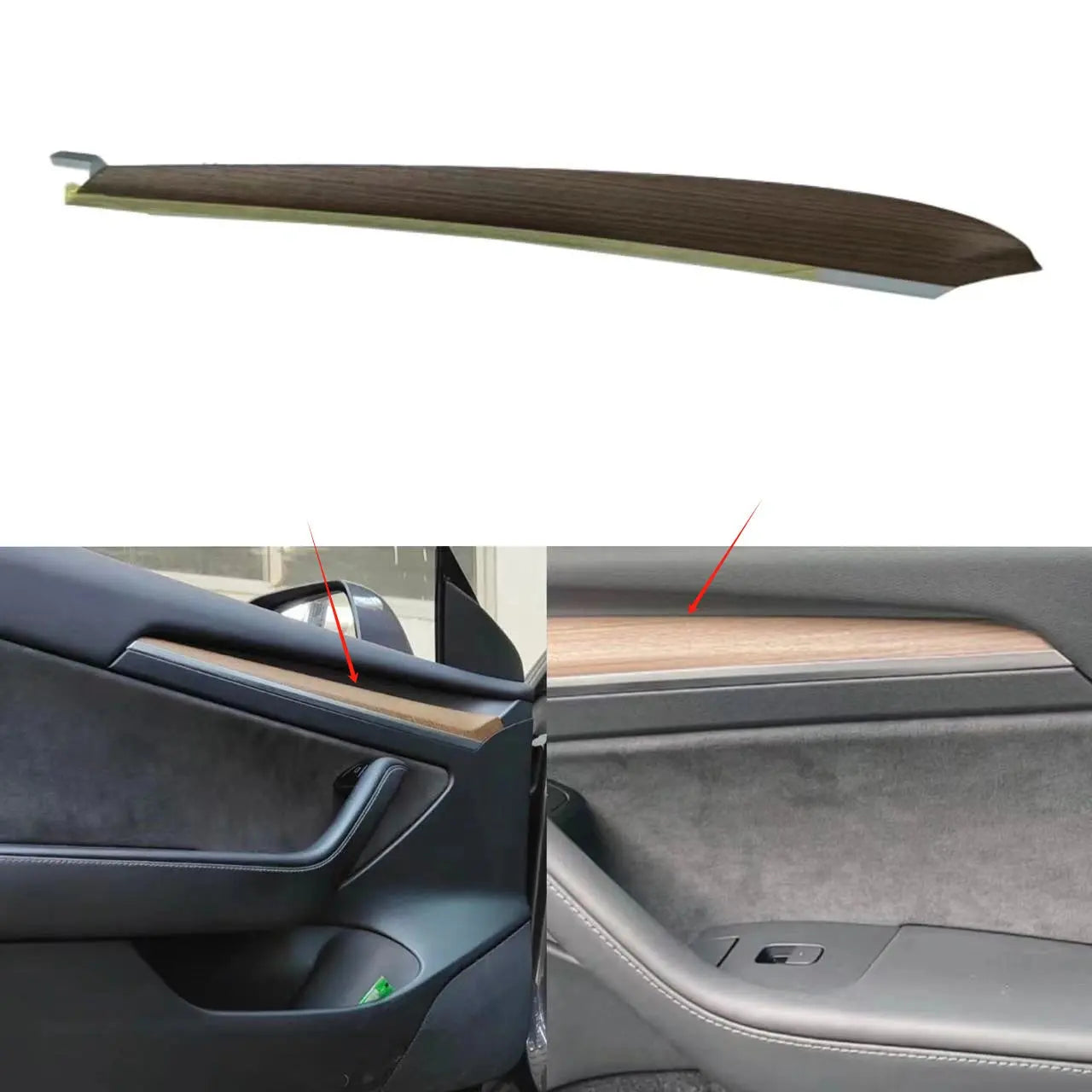 Front Door Wood Decorative Trim for Tesla Model Y/3 1803120-00-A / 1803120-00-B / 1803119-00-B