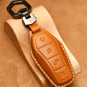 Leather Car Remote Key Case Cover Shell Fob for BYD harrybyd