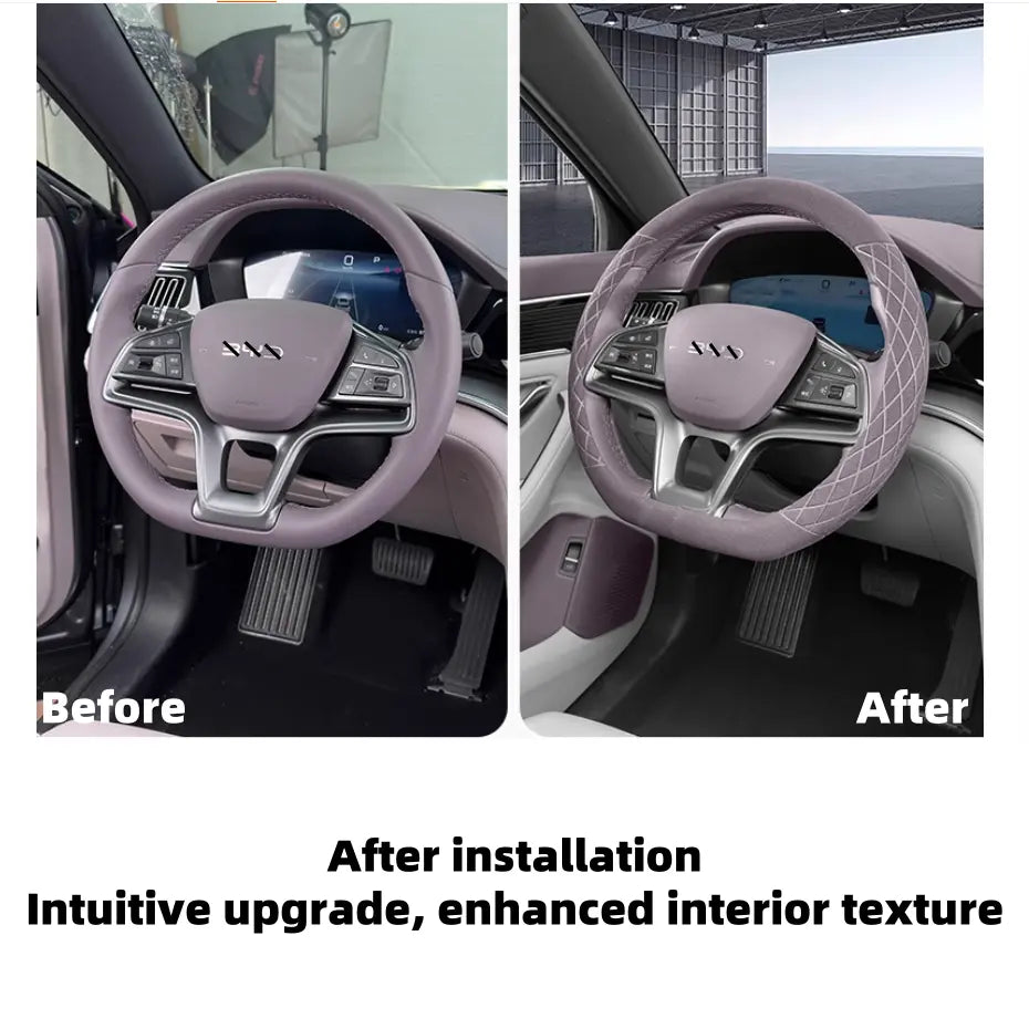 Suede Steering Wheel Cover for BYD Sealion 6  harrybyd