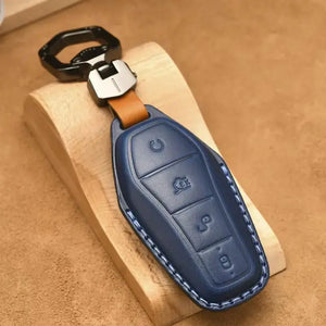 Leather Car Remote Key Case Cover Shell Fob for BYD harrybyd
