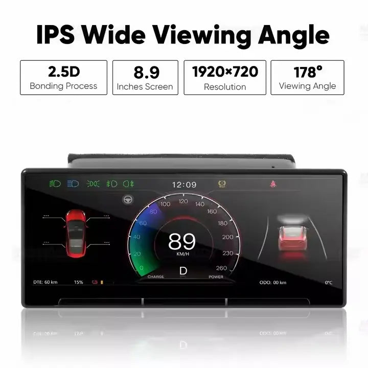 8.9'' Screen Dashboard Display with Independent Vent for Tesla New Model Y 2025/ Model Y/ Model 3 / Model 3 Highland