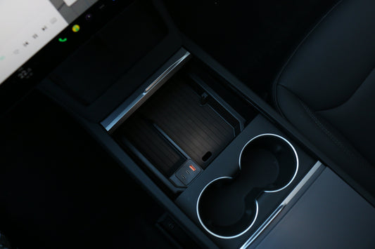 Center Control Storage Box with USB Charging Cables Hub for Tesla Model 3 Highland