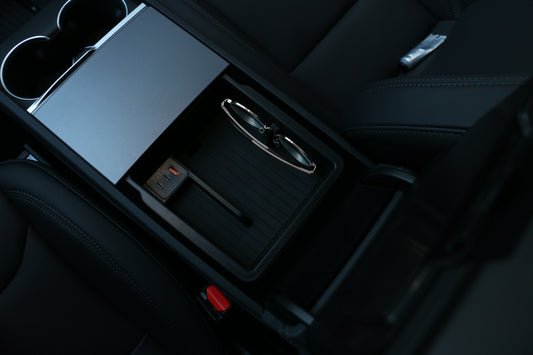 Armrest Storage Box with USB Charging Cables Hub for Tesla Model 3 Highland