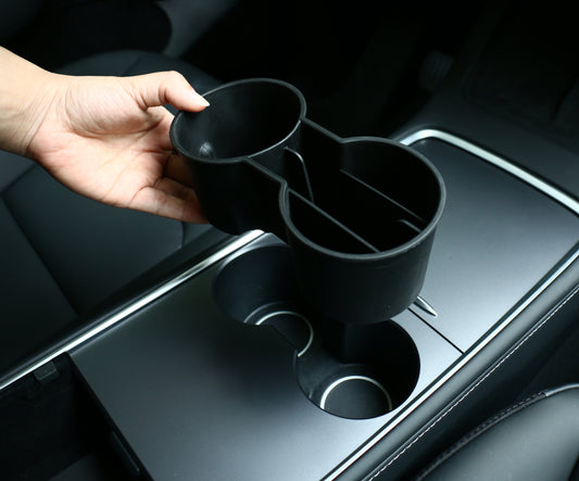 TPE Center Console Cup Holder With Card Slot for Tesla Model Y 2019-2024