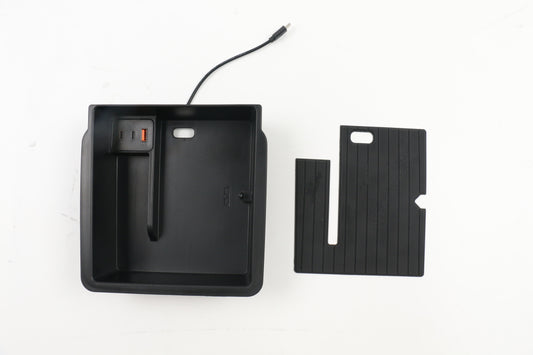 Armrest Storage Box with USB Charging Cables Hub for Tesla Model 3 Highland