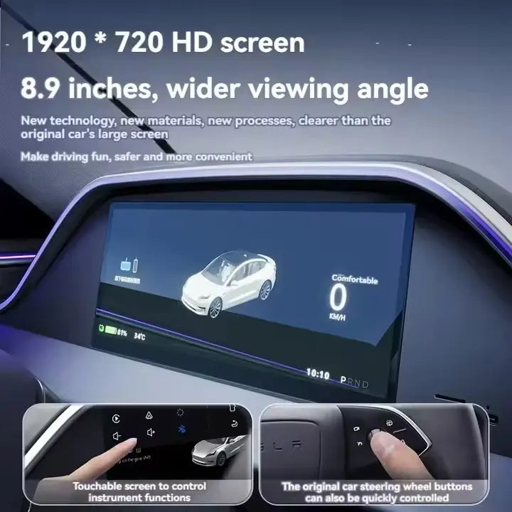 Integrated Dashboard Display with Ambient Lighting for Tesla Model 3 Highland