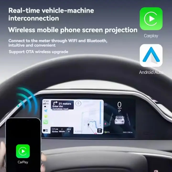 Integrated Dashboard Display with Ambient Lighting for Tesla Model 3 Highland