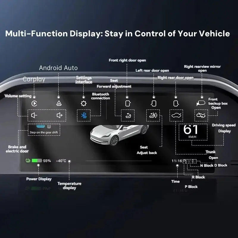 Integrated Dashboard Display with Ambient Lighting for Tesla Model 3 Highland  harrybyd