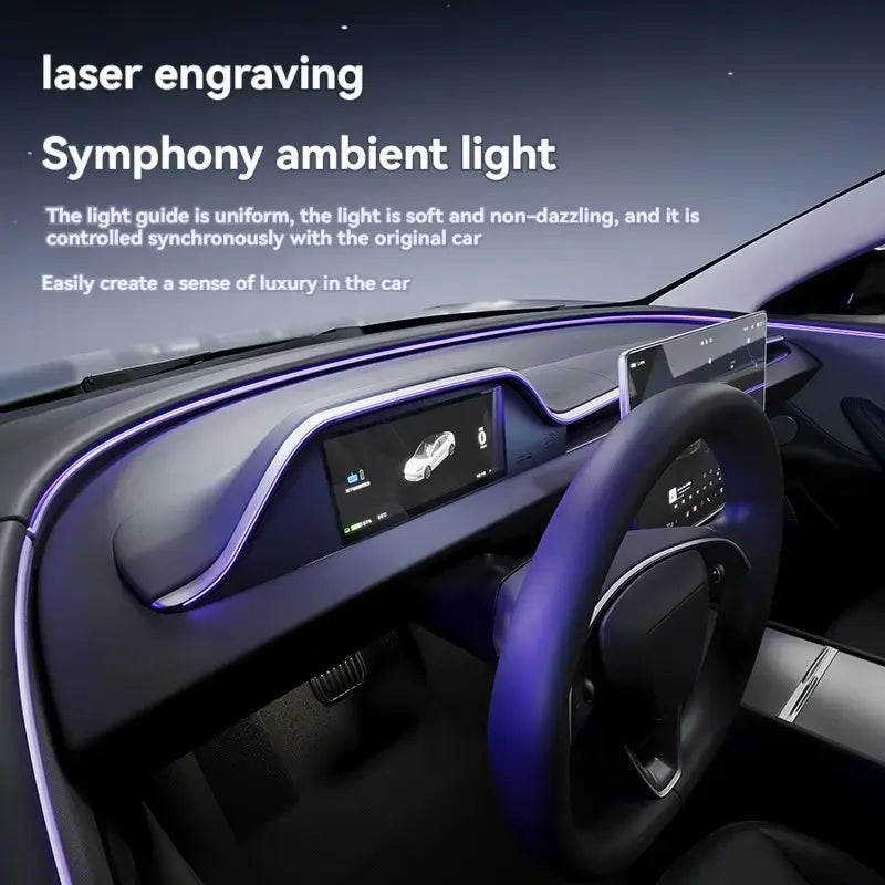 Integrated Dashboard Display with Ambient Lighting for Tesla Model 3 Highland